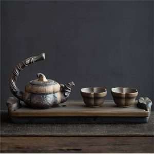 Black And Gold Antique Handmade Ceramic Japanese Tea Set
