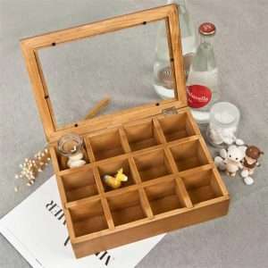 Large Wooden Tea Bag and Light Chest Storage Box Best Organizer