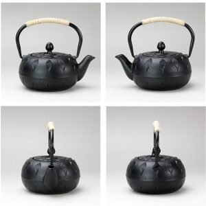 20.3 Fl Oz Black Antique Lotus Flower Small Cast Iron Teapot Set
