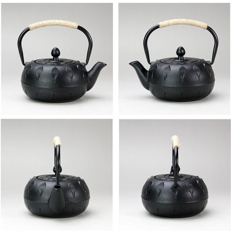 20.3 Fl Oz Black Antique Lotus Flower Small Cast Iron Teapot Set 20.3 Fl Oz Black Antique Lotus Flower Small Cast Iron Teapot Set