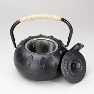 20.3 Fl Oz Black Antique Lotus Flower Small Cast Iron Teapot Set