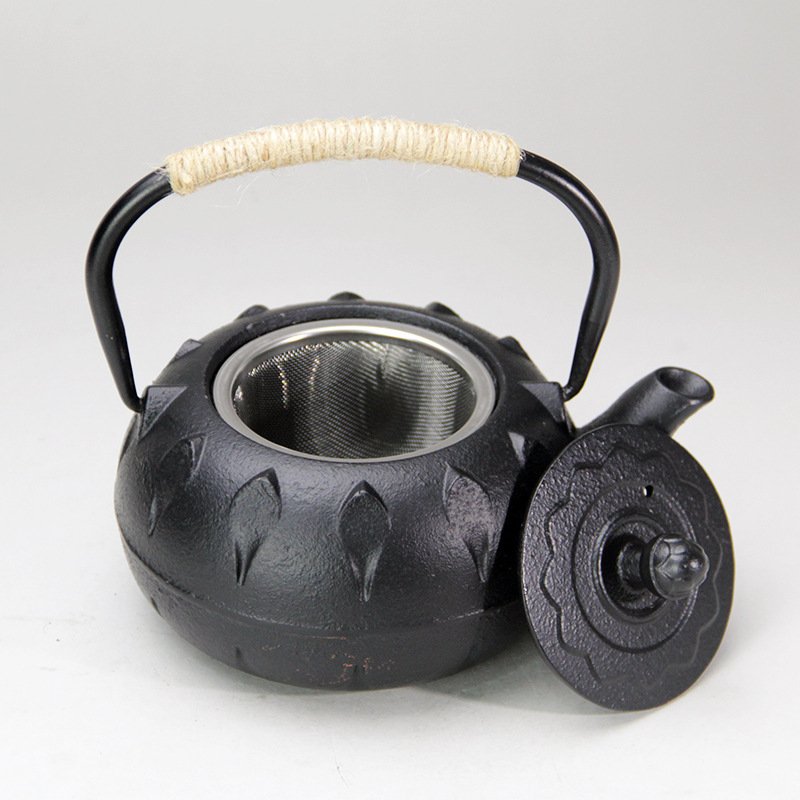 20.3 Fl Oz Black Antique Lotus Flower Small Cast Iron Teapot Set 20.3 Fl Oz Black Antique Lotus Flower Small Cast Iron Teapot Set