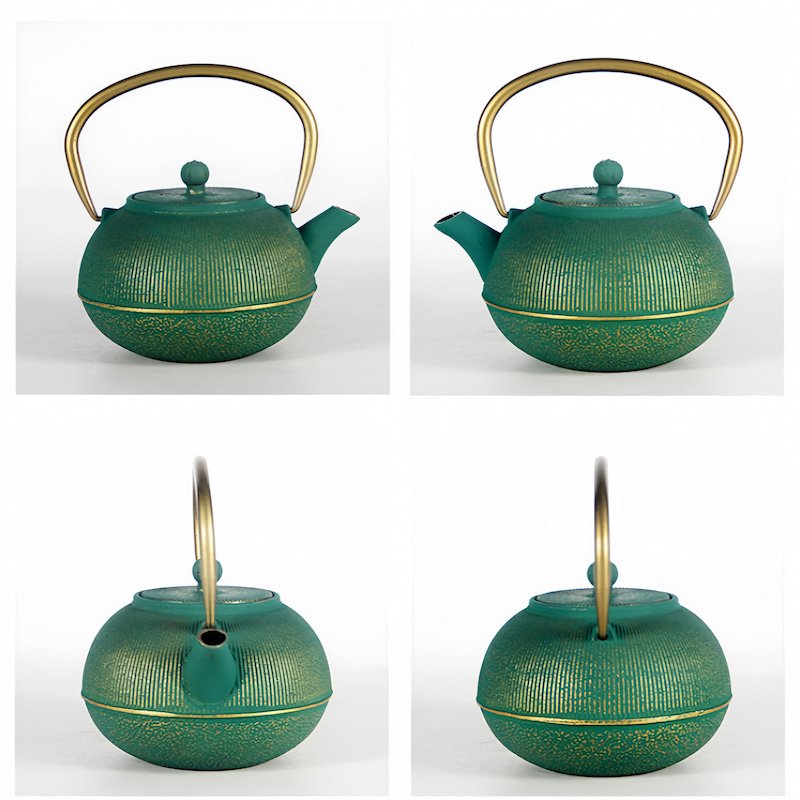 24 Fl Oz Green And Gold Best Simple Cast Iron Enamel Teapot Kettle Vintage 24 Fl Oz Green And Gold Best Simple Cast Iron Enamel Teapot Kettle Vintage
