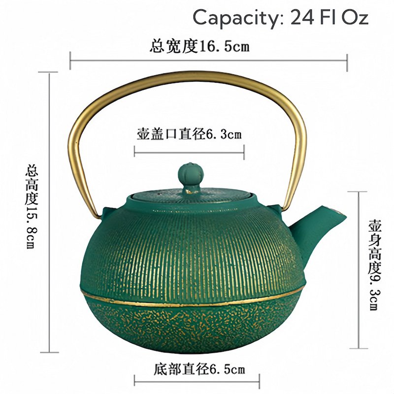 24 Fl Oz Green And Gold Best Simple Cast Iron Enamel Teapot Kettle Vintage 24 Fl Oz Green And Gold Best Simple Cast Iron Enamel Teapot Kettle Vintage