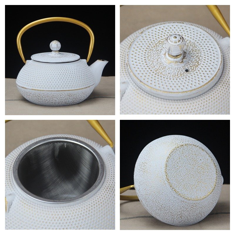 27 Fl Oz White Best Vintage Particle Cast Iron Teapot Set For Sale 27 Fl Oz White Best Vintage Particle Cast Iron Teapot Set For Sale