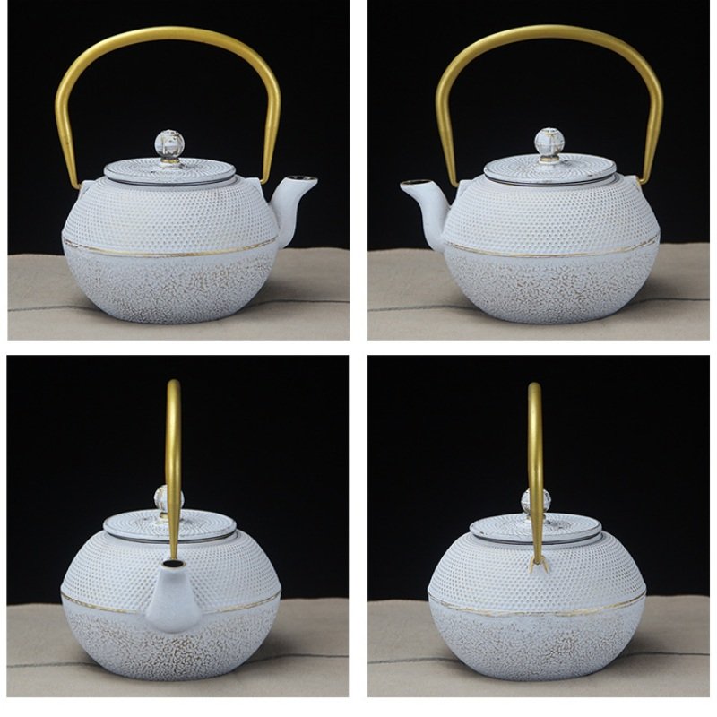27 Fl Oz White Best Vintage Particle Cast Iron Teapot Set For Sale 27 Fl Oz White Best Vintage Particle Cast Iron Teapot Set For Sale