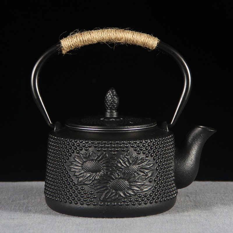 29 Fl Oz Best Black Vintage Sunflower Antique Cast Iron Teapot Kettle 29 Fl Oz Best Black Vintage Sunflower Antique Cast Iron Teapot Kettle