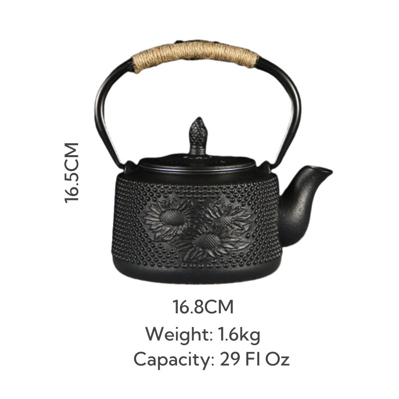 29 Fl Oz Best Black Vintage Sunflower Antique Cast Iron Teapot Kettle 29 Fl Oz Best Black Vintage Sunflower Antique Cast Iron Teapot Kettle