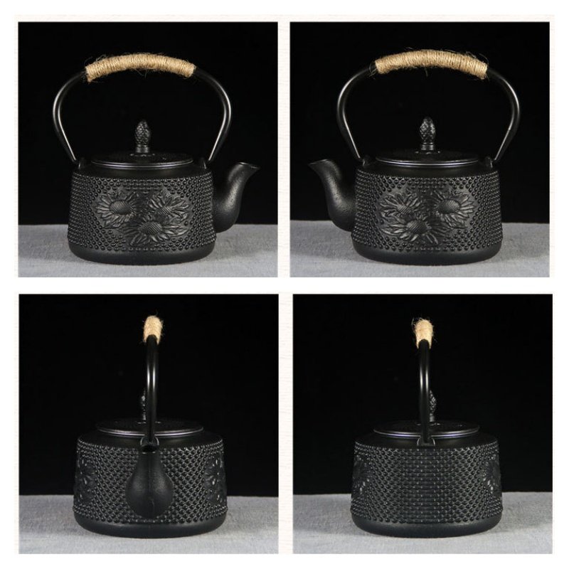 29 Fl Oz Best Black Vintage Sunflower Antique Cast Iron Teapot Kettle 29 Fl Oz Best Black Vintage Sunflower Antique Cast Iron Teapot Kettle