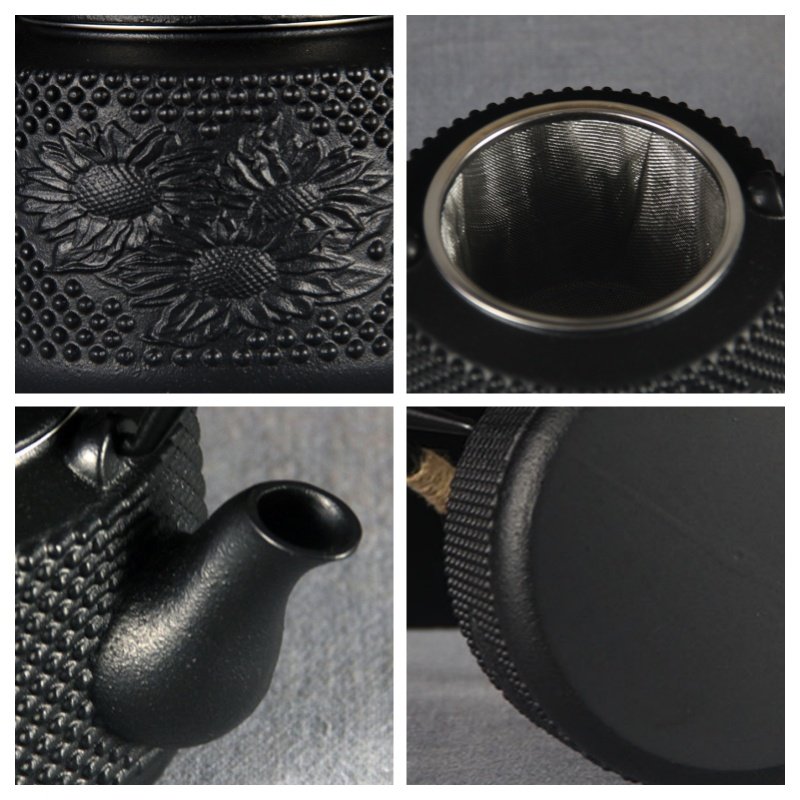 29 Fl Oz Best Black Vintage Sunflower Antique Cast Iron Teapot Kettle 29 Fl Oz Best Black Vintage Sunflower Antique Cast Iron Teapot Kettle