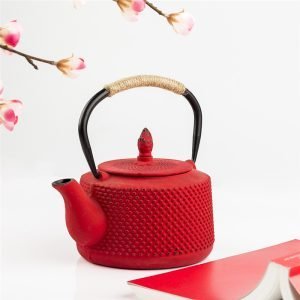 29 Fl Oz Green And Red Color Enamel Simple Cast Iron Teapot Set For Sale Vintage
