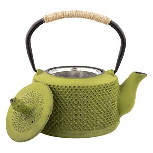 29 Fl Oz Green And Red Color Enamel Simple Cast Iron Teapot Set For Sale Vintage