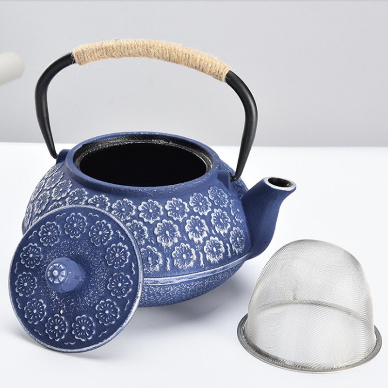 34 Fl Oz Blue And Black Best Vintage Flower Cast Iron Enamel Teapot Set 34 Fl Oz Blue And Black Best Vintage Flower Cast Iron Enamel Teapot Set