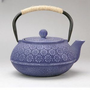 34 Fl Oz Blue And Black Best Vintage Flower Cast Iron Enamel Teapot Set