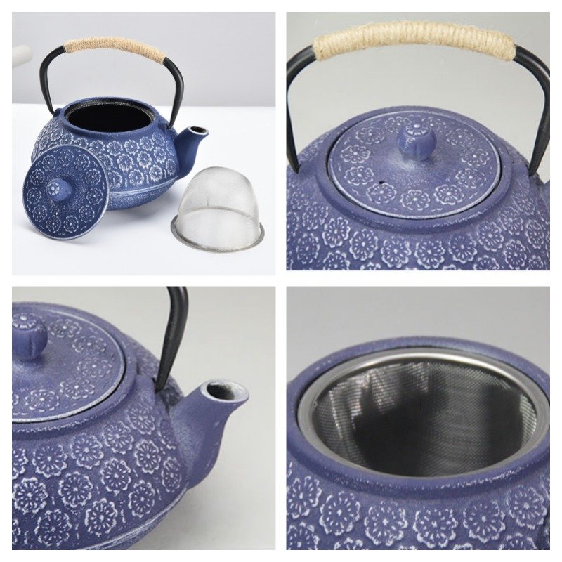 34 Fl Oz Blue And Black Best Vintage Flower Cast Iron Enamel Teapot Set 34 Fl Oz Blue And Black Best Vintage Flower Cast Iron Enamel Teapot Set