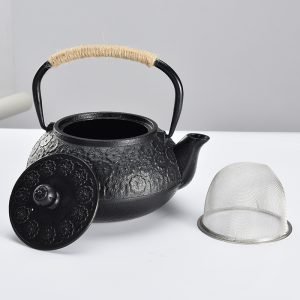 34 Fl Oz Blue And Black Best Vintage Flower Cast Iron Enamel Teapot Set