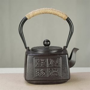37.2 Fl Oz Black Handcrafted Cast Iron Teapot Set Antique