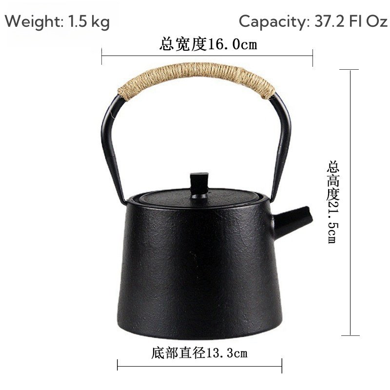 37.2 Fl Oz Best Simple Elegance Old Cast Iron Black Teapot Kettle For Sale 37.2 Fl Oz Best Simple Elegance Old Cast Iron Black Teapot Kettle For Sale
