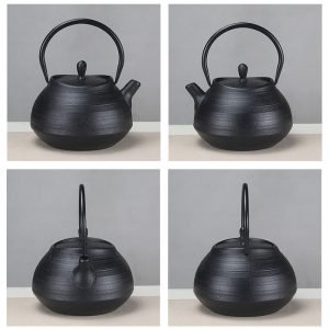 41 Fl Oz Black Traditional Threaded Old Cast Iron Teapot Set Vintage
