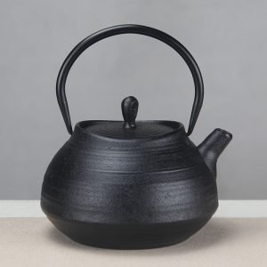 41 Fl Oz Black Traditional Threaded Old Cast Iron Teapot Set Vintage