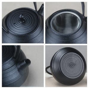 41 Fl Oz Black Traditional Threaded Old Cast Iron Teapot Set Vintage