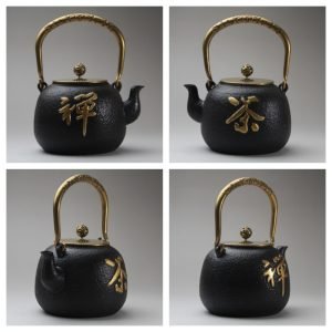 41 Fl Oz Black And Gold Traditional Handcrafted Cast Iron Teapot Kettle