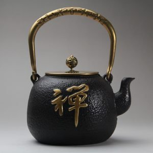 41 Fl Oz Black And Gold Traditional Handcrafted Cast Iron Teapot Kettle