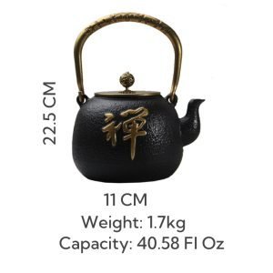 41 Fl Oz Black And Gold Traditional Handcrafted Cast Iron Teapot Kettle