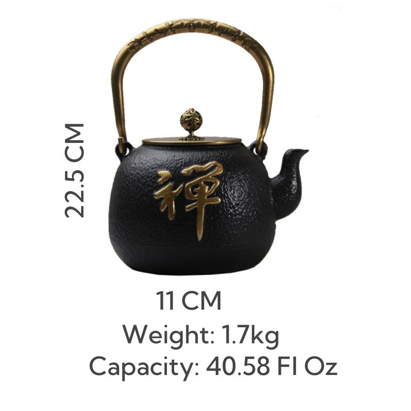 41 Fl Oz Black And Gold Traditional Handcrafted Cast Iron Teapot Kettle 41 Fl Oz Black And Gold Traditional Handcrafted Cast Iron Teapot Kettle