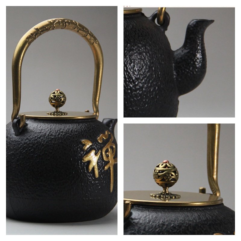41 Fl Oz Black And Gold Traditional Handcrafted Cast Iron Teapot Kettle 41 Fl Oz Black And Gold Traditional Handcrafted Cast Iron Teapot Kettle