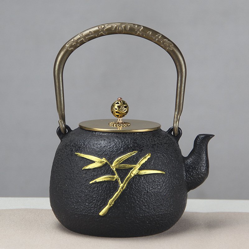 41 Fl Oz Gold Best Antique Bamboo Old Cast Iron Teapot Kettle