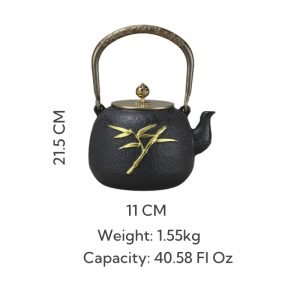 41 Fl Oz Gold Best Antique Bamboo Old Cast Iron Teapot Kettle
