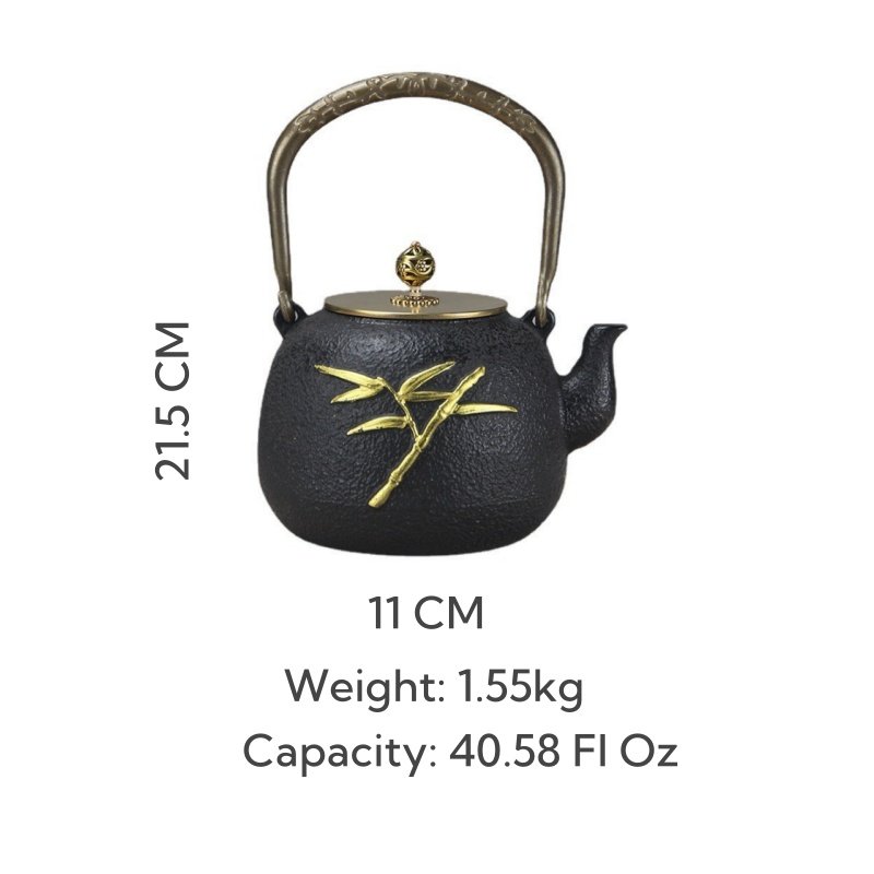 41 Fl Oz Gold Best Antique Bamboo Old Cast Iron Teapot Kettle 41 Fl Oz Gold Best Antique Bamboo Old Cast Iron Teapot Kettle