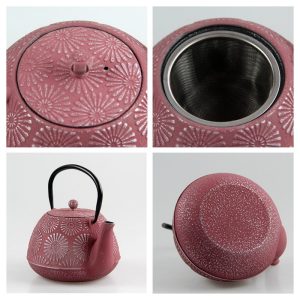 41 Fl Oz Red And White Best Antique Flower Cast Iron Enamel Teapot Kettle