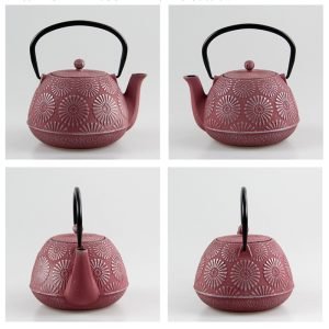 41 Fl Oz Red And White Best Antique Flower Cast Iron Enamel Teapot Kettle