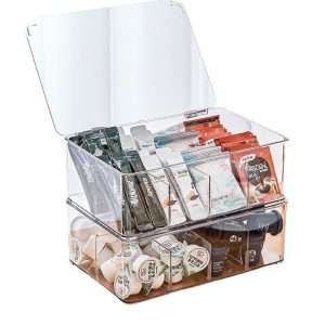 Modern Acrylic Plastic Tea Bag Holder Clear Storage Box and Organizer