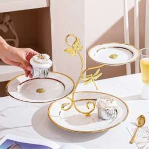 Ceramic Unusual Afternoon High Tier Tea Party Dessert Stand For Sale