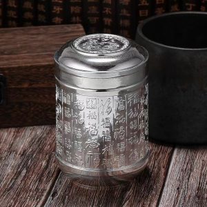 Vintage Chinese Loose Leaf Airtight Silver Plated Metal Tea Container