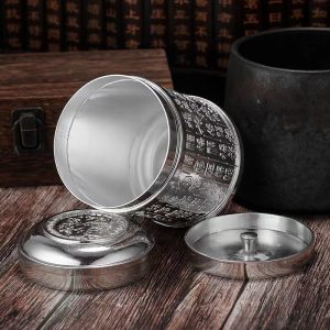 Vintage Chinese Loose Leaf Airtight Silver Plated Metal Tea Container