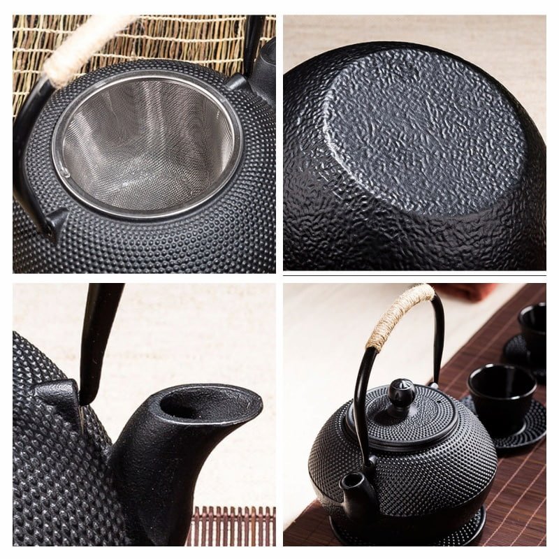 41 Fl Oz Black Particle Old Cast Iron Teapot Set Antique For Sale 41 Fl Oz Black Particle Old Cast Iron Teapot Set Antique For Sale