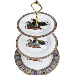 Antique English Afternoon High 3 Tier Cake and Fruit Holder Plate Stand for Tea Party