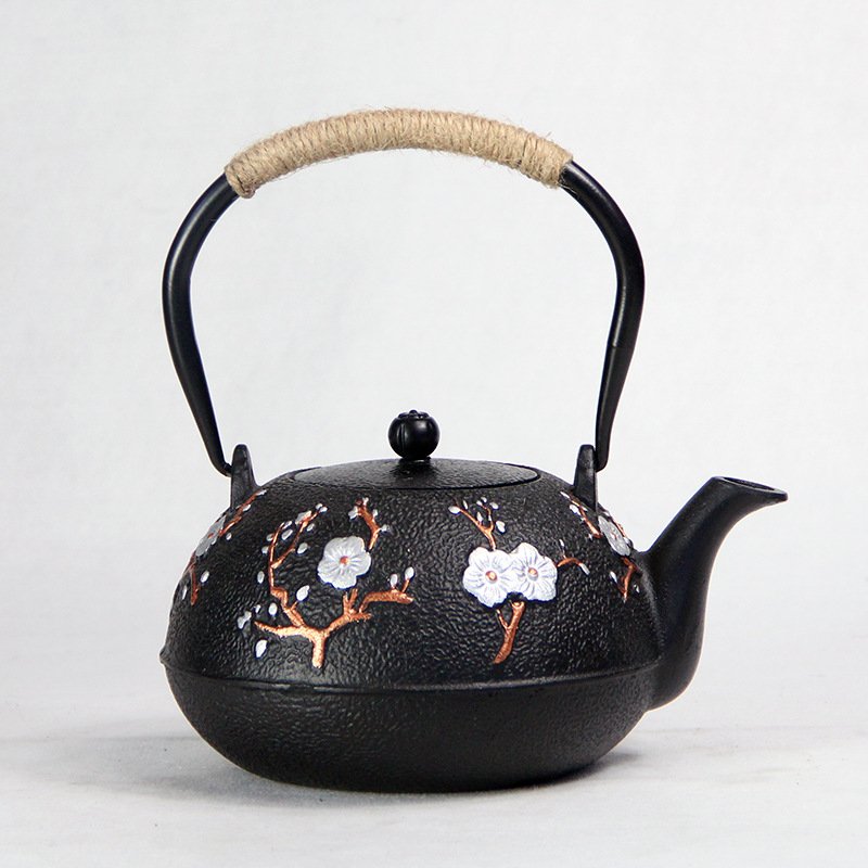 41 Fl Oz Antique Flower Pattern Cast Iron Teapot Set 41 Fl Oz Antique Flower Pattern Cast Iron Teapot Set