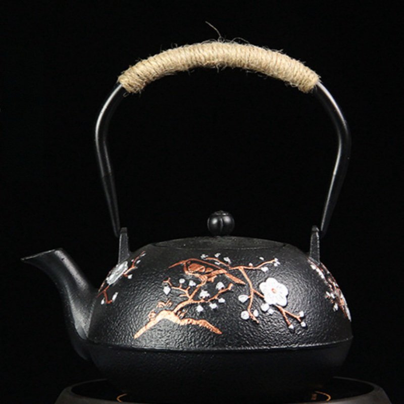 41 Fl Oz Antique Flower Pattern Cast Iron Teapot Set 41 Fl Oz Antique Flower Pattern Cast Iron Teapot Set