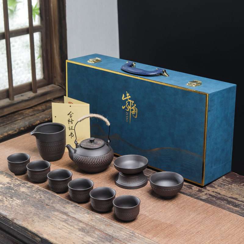 Antique Handmade Yixing Clay Tea Set With Gaiwan Antique Handmade Yixing Clay Tea Set With Gaiwan