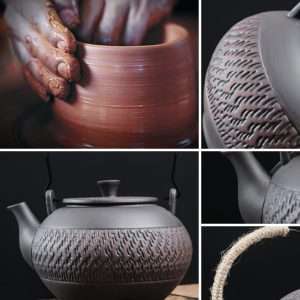 Antique Handmade Yixing Clay Tea Set With Gaiwan