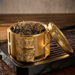 Antique Metal Chinese Brass Loose Leaf Tea Container