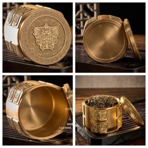 Antique Metal Chinese Brass Loose Leaf Tea Container