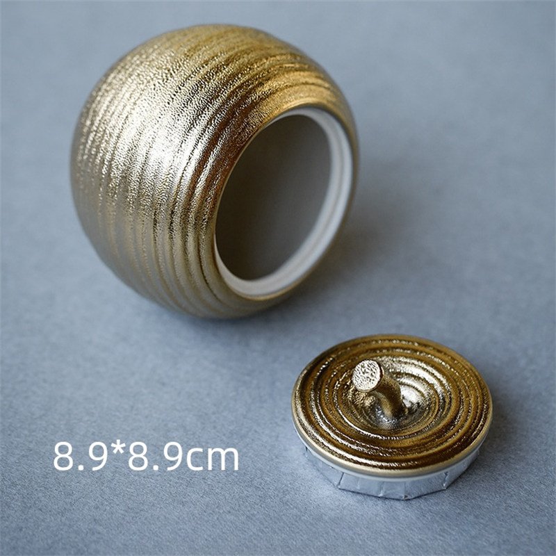 Golden and Silver Color Ceramic Apple Fruit Shaped Tea Caddy for Loose Leaf Golden and Silver Color Ceramic Apple Fruit Shaped Tea Caddy for Loose Leaf