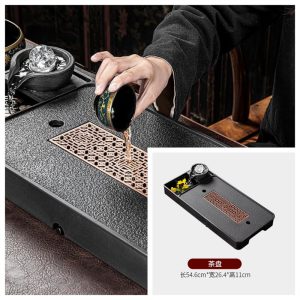 Black Glaze Tangled Branches Pattern Ceramic Lazy Semi Automatic Tea Set