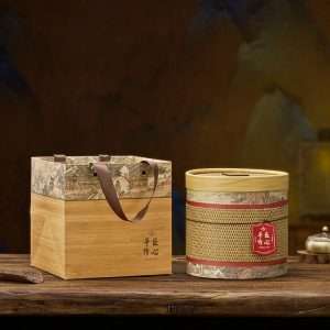 Large Bamboo Weaving Wooden Tea Cake, Bag and Loose Leaf Caddy
